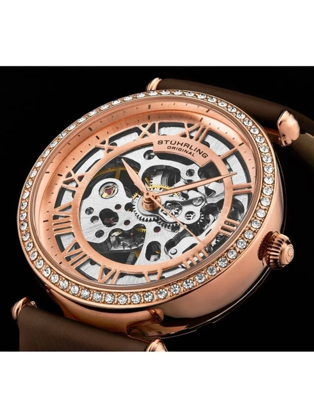 NWT Stuhrling Original Legacy Automatic Rose Gold Dial Ladies Watch
